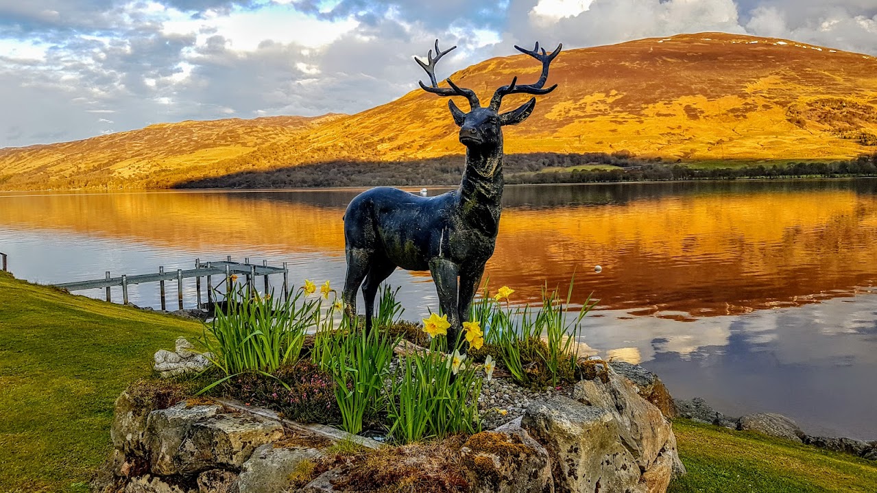 Stan against Burnt Orange hill, Spring on Loch Earn.jpg